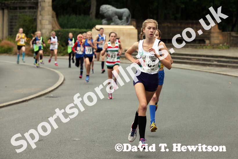 Under-13 girls start at the Northern Road Relays, Blackpool.